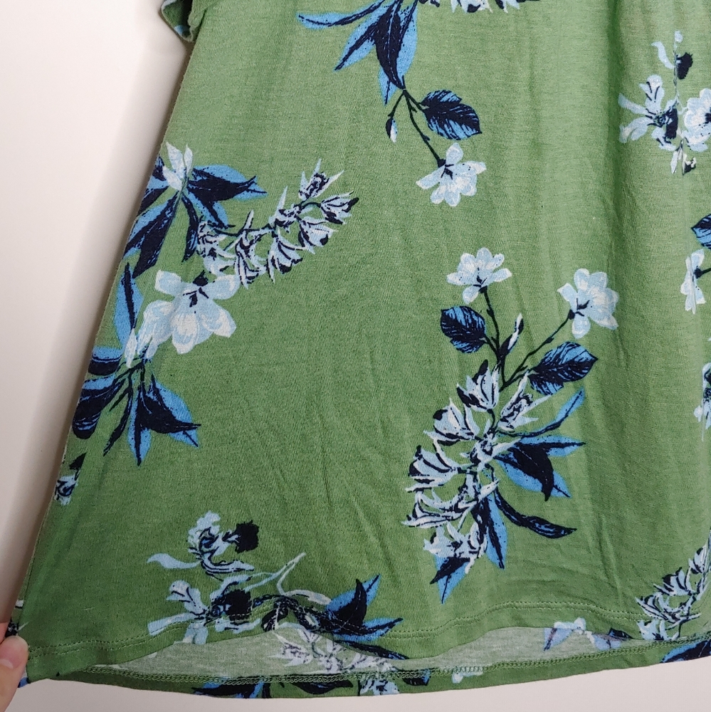 Lucky Brand Green Floral Square Neck Short Sleeve Blouse Size XXL New With Tags - Picture 6 of 16